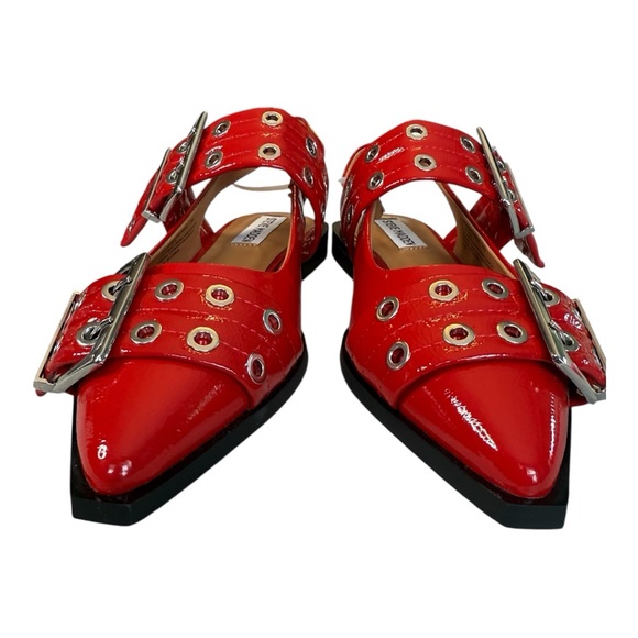 STEVE MADDEN GRAYA RED PATENT Stylish Red Women's Shoes with Buckle Flats Size 7 - Picture 9 of 17